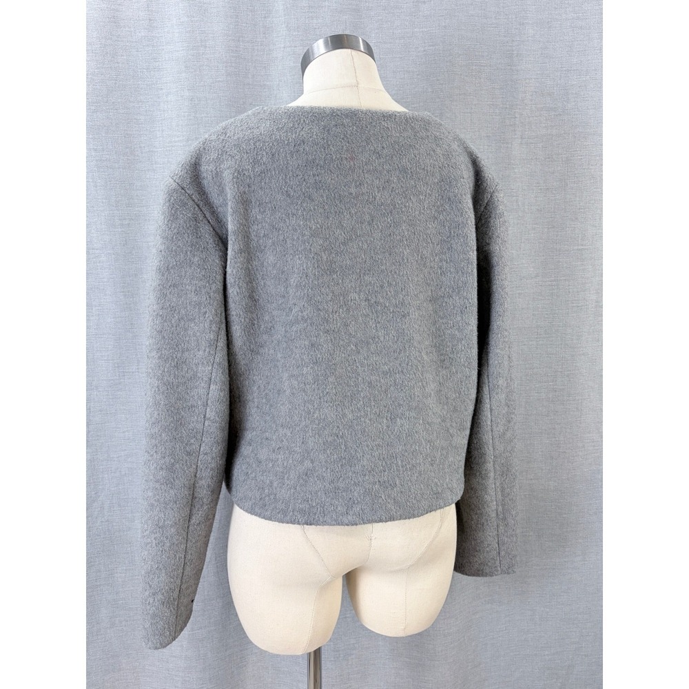 4th & Reckless Mable Gray Wool Blend Cropped Jacket Contrast Stitch XL - Picture 3 of 9